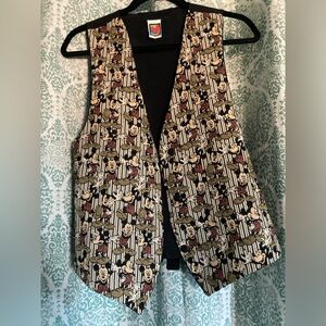 Vintage 90s DISNEY Mickey Mouse Unlimited Tapestry Vest Womens One Size Black